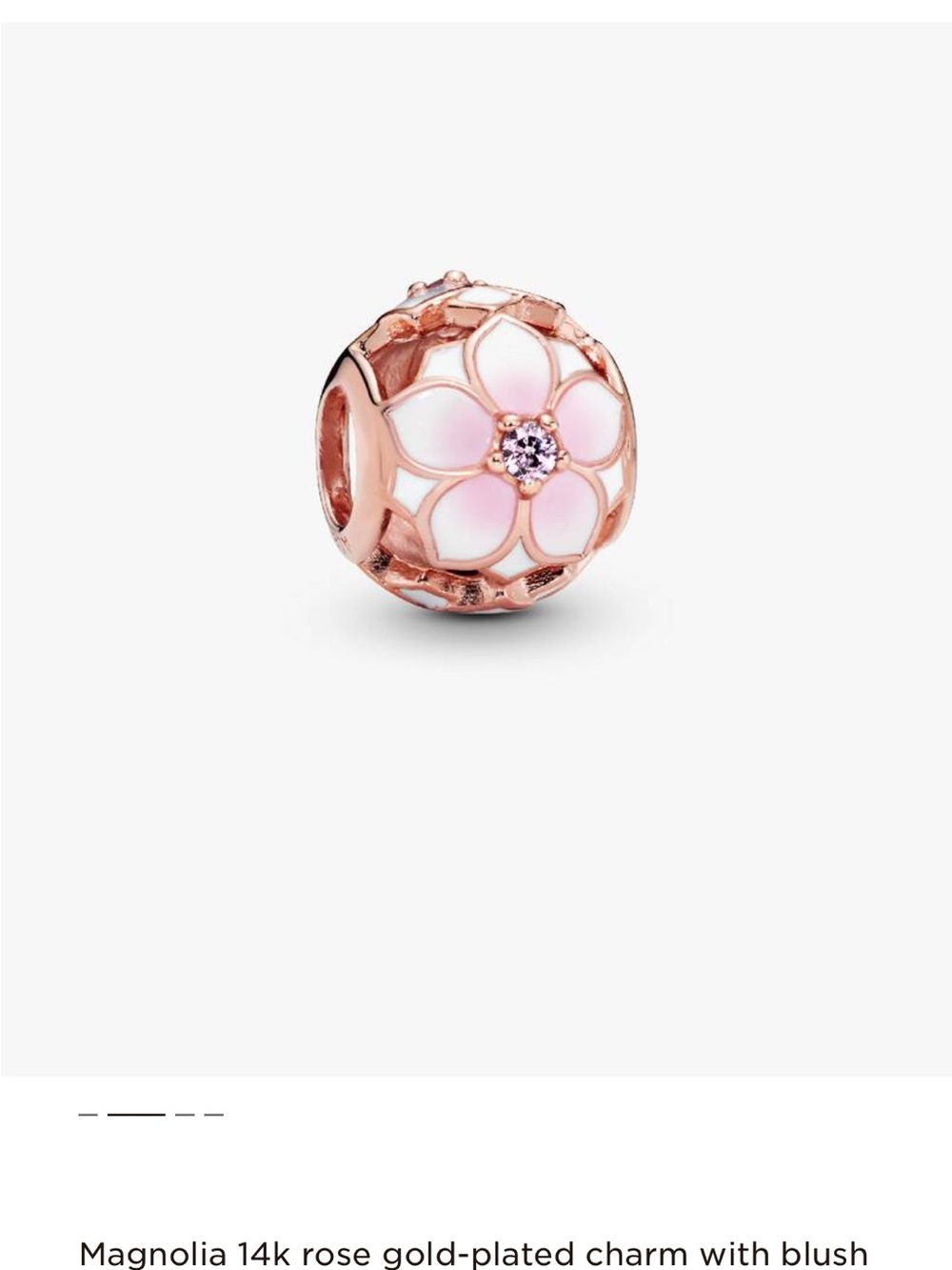 Pandora Rose Gold Floral Magnolia Charm with Pink Enamel